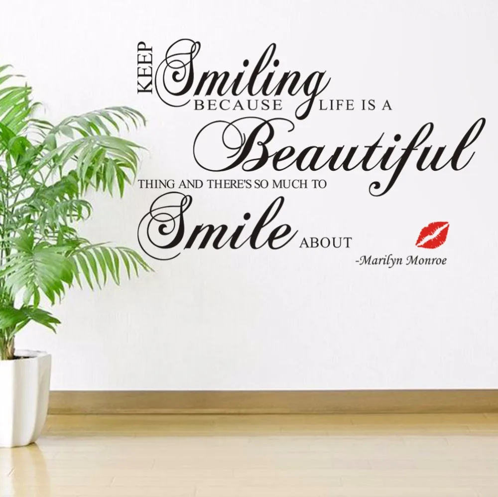 Keep Smiling home decor creativewall decal 8148 decorative adesivo de parede removable vinyl wall sticker