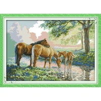 everlasting love christmas horse family chinese cross stitch kits ecological cotton stamped 11ct 14ct new store sales promotion