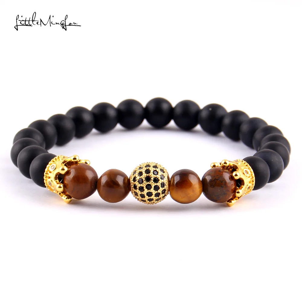 Маленькие MingLou Роскошные проложить черный циркон мяч и корона очарование 8 мм