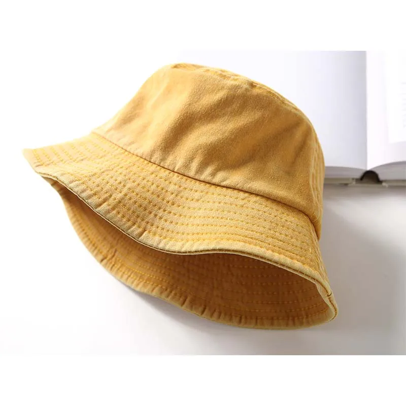 DRESSUUP Washed Denim Bucket Hat Women Outdoor Fashion Sun Cap Fishing Hiking Hats For Men Cotton Ladies Foldable Chapeu