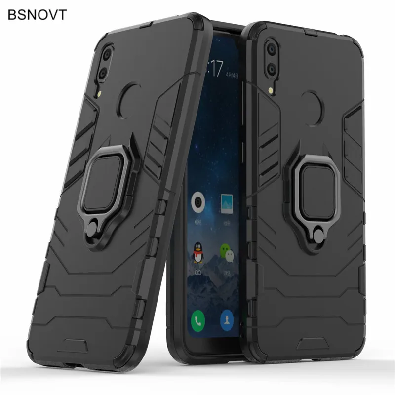 Чехол для Huawei Y7 2019 противоударный чехол на магнитной застежке с кольцом пальцев
