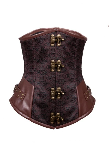 Оптовая Продажа Черный парчовый корсет под грудь в стиле стимпанк для женщин