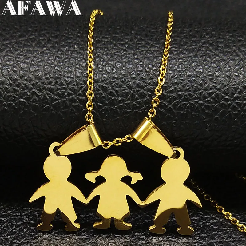 

Boy Girl Stainless Steel Chain Necklaces Women Gold Color Statement Necklace Jewelry collares mujer Mother's Day Gift N524S01