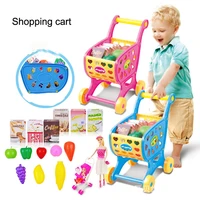 girl kids pretend play house toy supermarket shopping cart trolleys children toys classical simulated fruit and vegetables