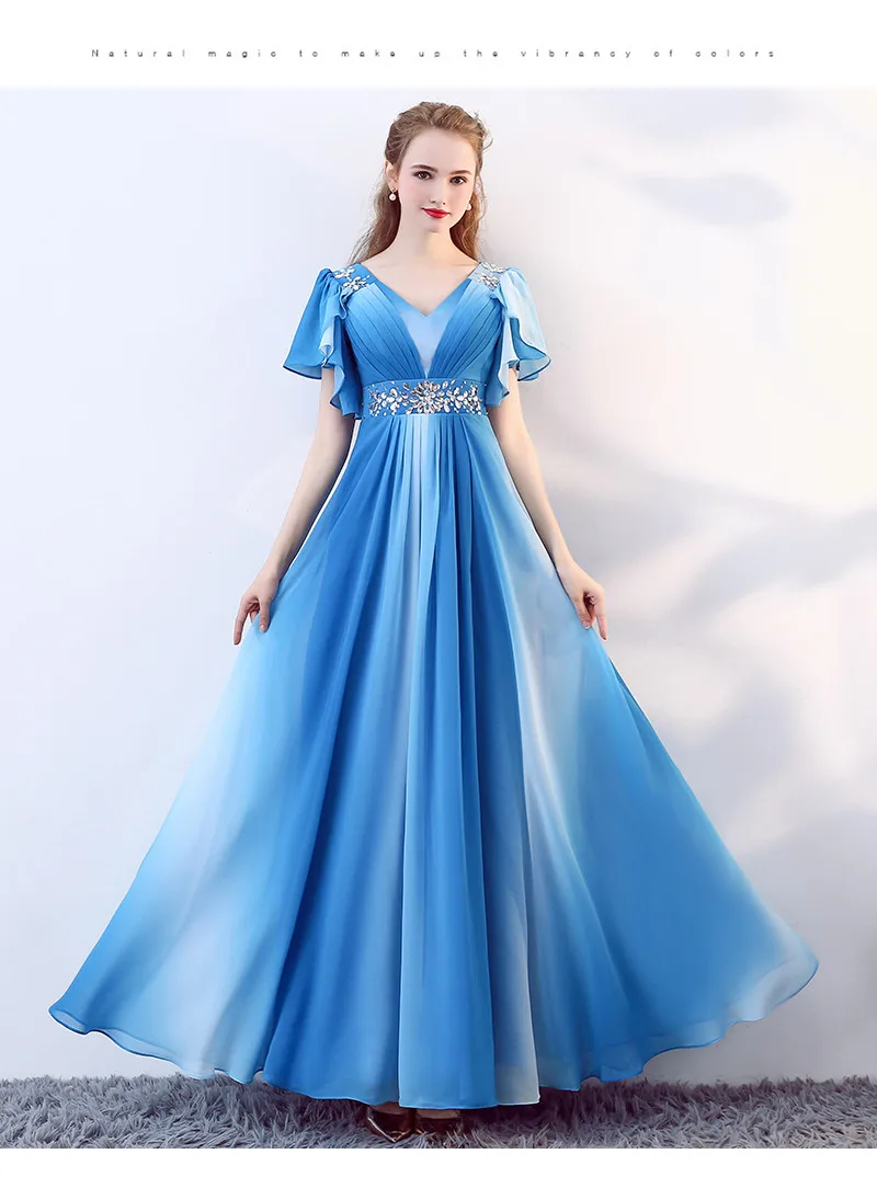 Robe De Soriee вечернее платье из шифона с длинным Фуксия Короткий рукав выпускные