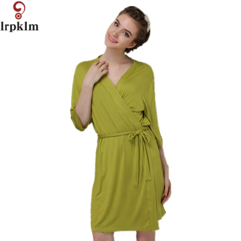 Халат модал для ванной женщин кимоно короткие халат женский Сексуальная пижамы