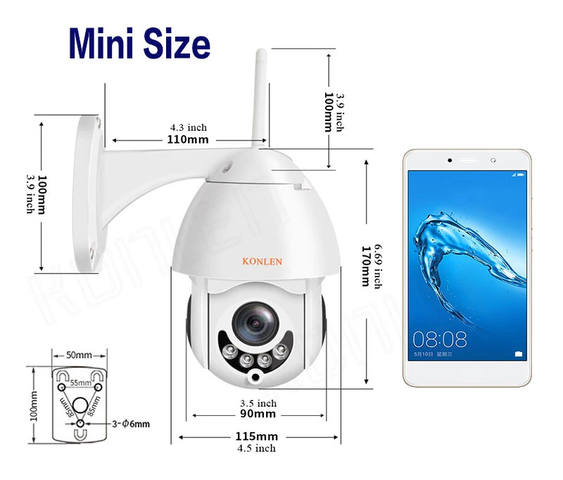 1080P PTZ IP камера наружная Водонепроницаемая мини wifi купольная 5X зум оптическая 2MP HD Onvif CCTV видеонаблюдения Аудио ipcam icsee