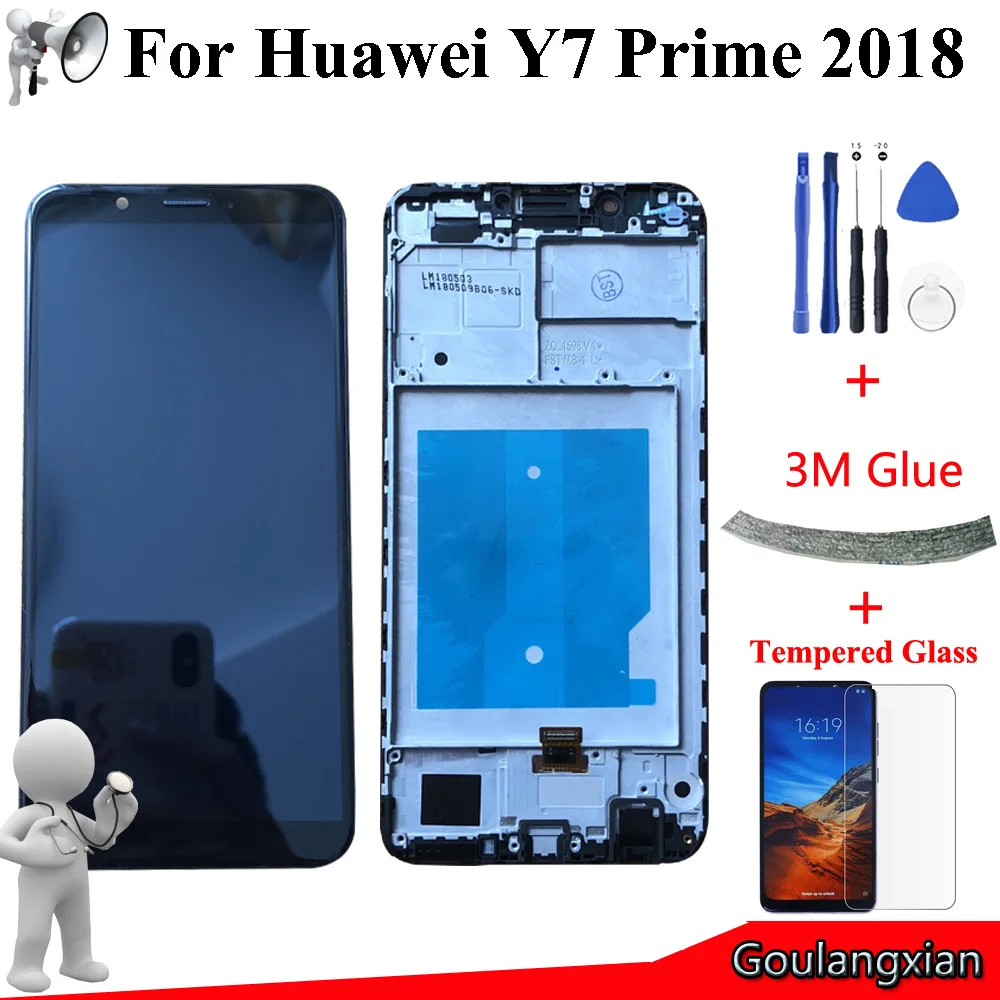 ЖК дисплей с рамкой для Huawei Y7 2018 / Pro Prime сенсорным экраном и дигитайзером в сборе