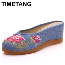 TIMETANG женские тапочки Босоножки на танкетке с открытой пяткой