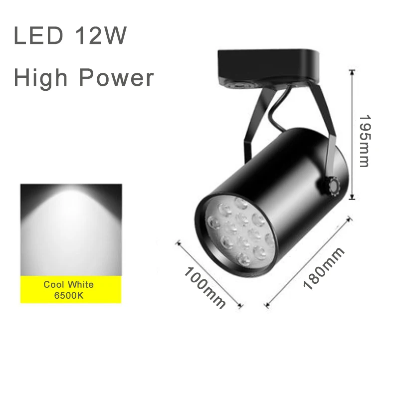 Black 12W High Power Горячая алюминиевый светодиодный светильник Современный COB прожекторы супер яркость изюминка объект Модный магазин освещение эффект династии - Испускаемый цвет: Black 12W High Power