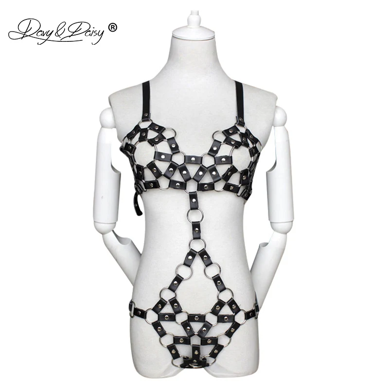 DAVYDAISY женские сексуальные боди из искусственной кожи с открытым бюстом и