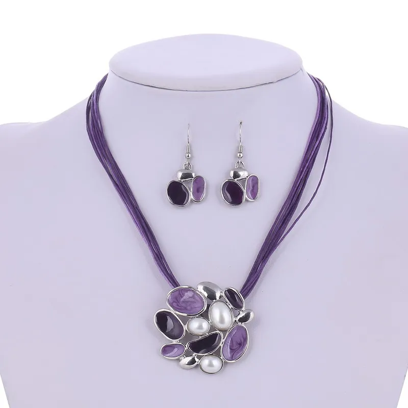 Ювелирный Комплект из колье и серёг с подвеской в виде цветка | Украшения