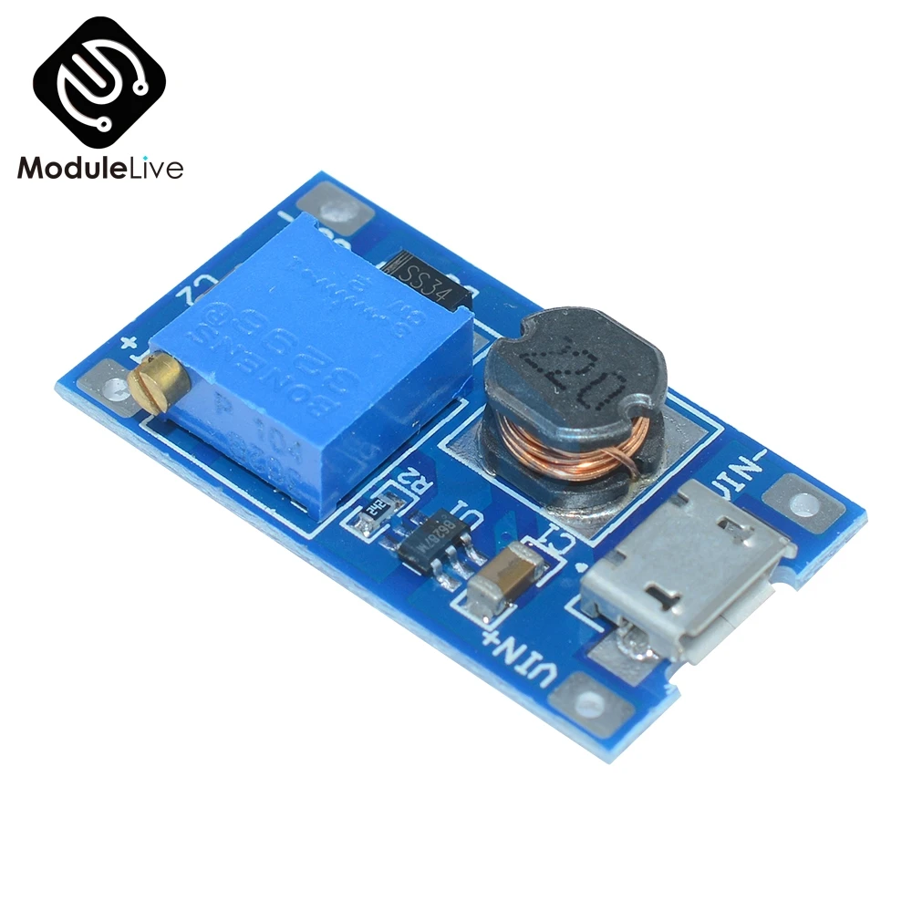2 шт. DC Повышающий Модуль питания для Arduino MT3608 плата замены XL6009 Micro USB 2A