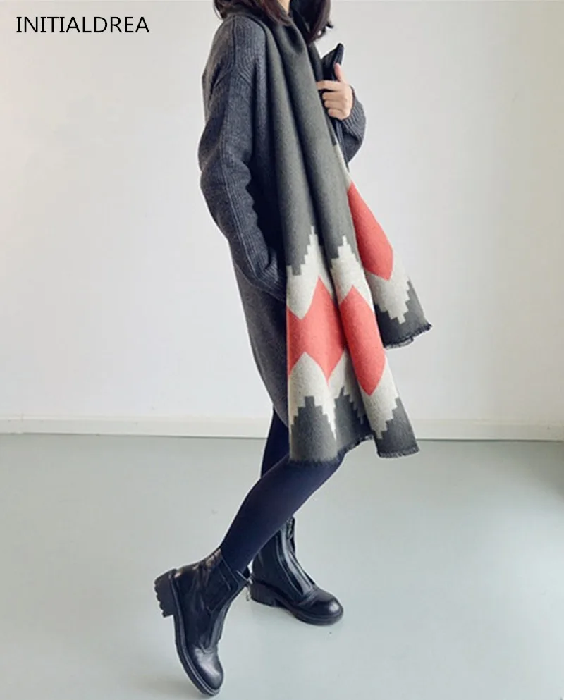 2020 модный геометрический клетчатый шарф в европейском и американском стиле