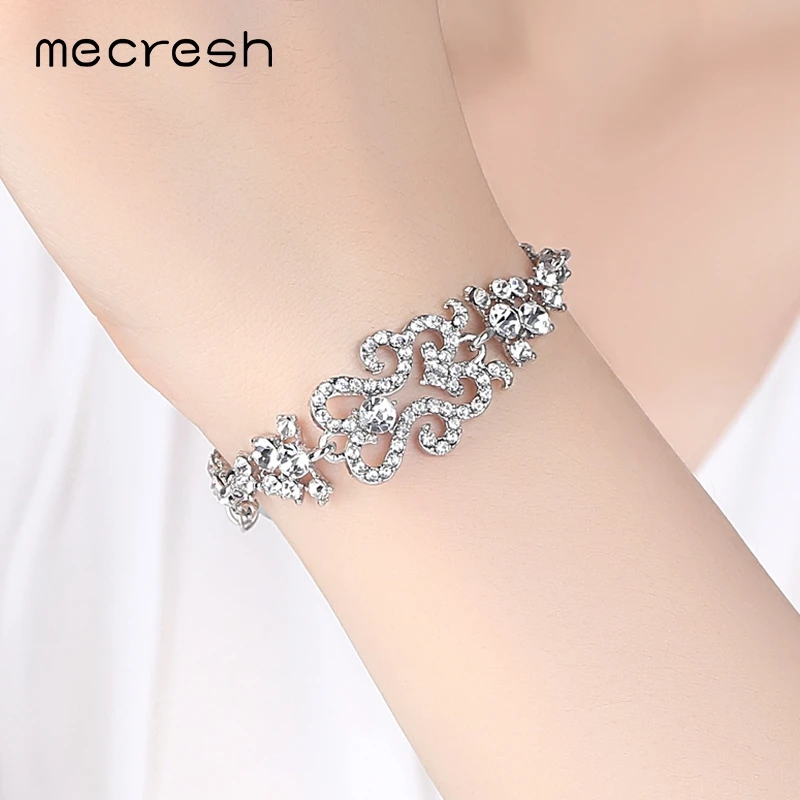 Mecresh потрясающий дизайн свадебные браслеты для женщин серебряный цвет