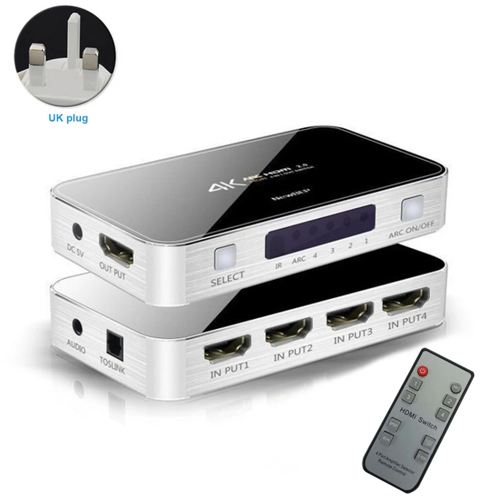 Селектор HDMI 2 0 4 вход 1 выход с удаленным коммутатор переключатель FHD 3D | Компьютеры