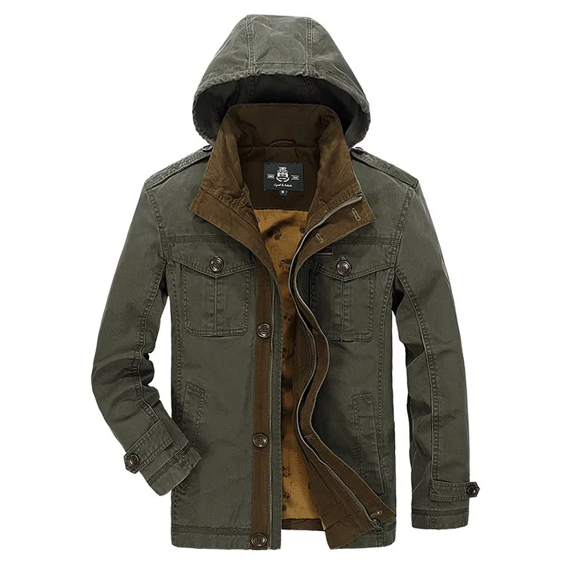 ZDA5817 Army green AFS JEEP, Мужская Осенняя Повседневная брендовая куртка цвета хаки из чистого хлопка, Весенняя мужская куртка с капюшоном, армейская зеленая куртка, пальто, верхняя одежда - Цвет: ZDA5817 Army green