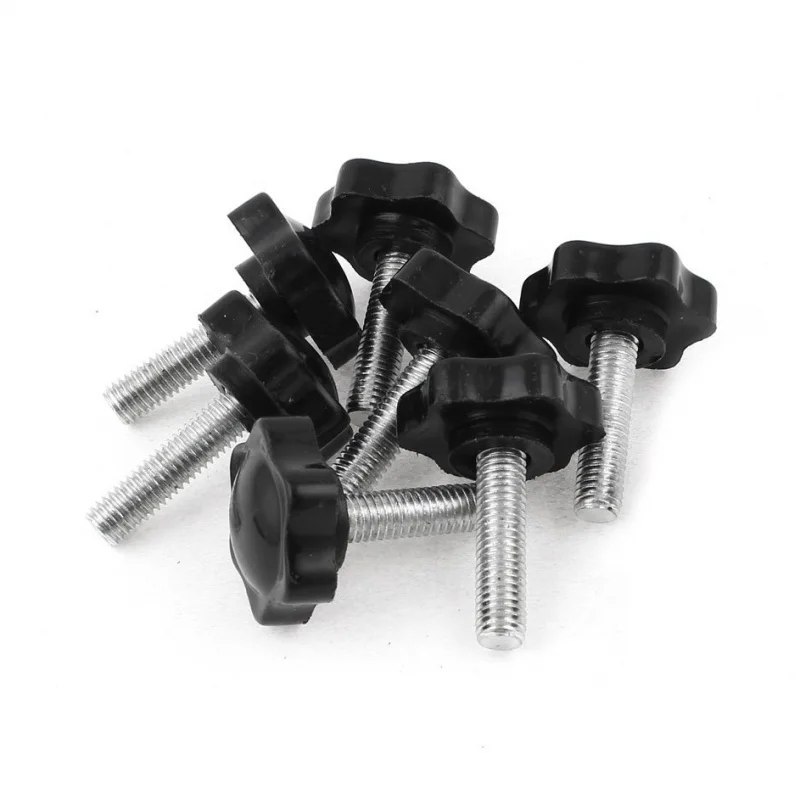 8 Pcs Black Spare Part M8 x 30mm Male Threaded Knurled Grip Star Knob | Screws