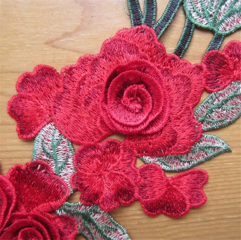Кружева вышитые Шея воротник отделка Вышивка Патчи Ткани Роза аппликация одежды