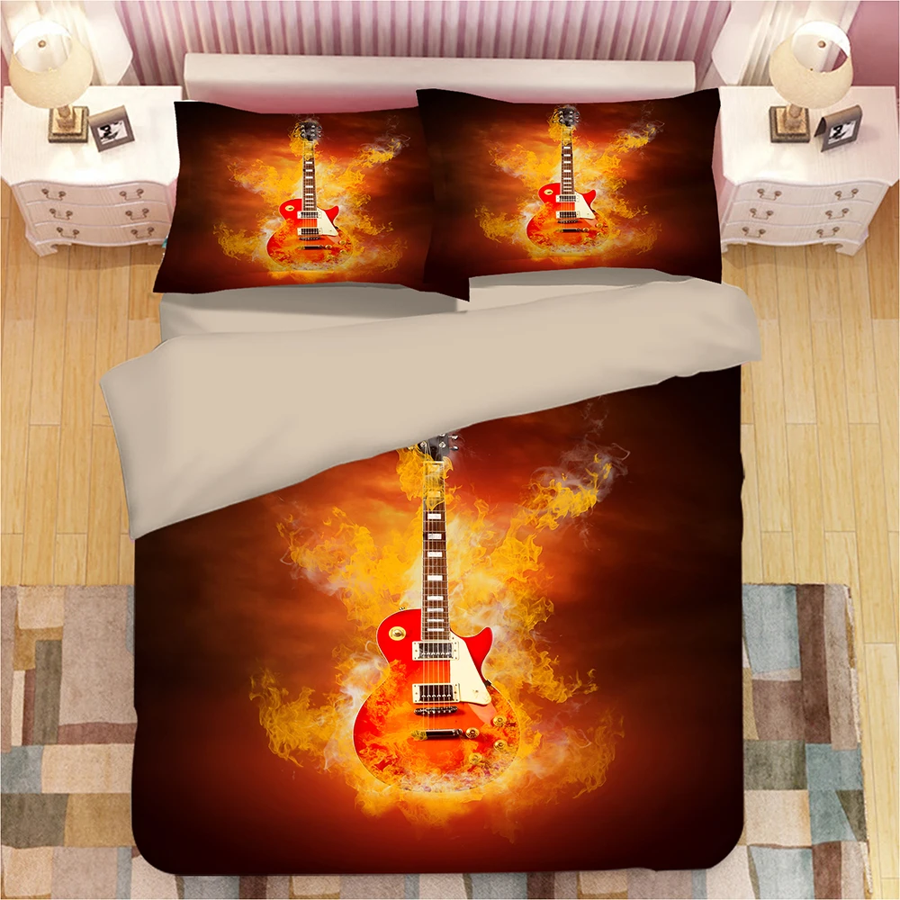 3D картина маслом лед и огонь на музыкальную тему/гитары для мальчика в стиле рок