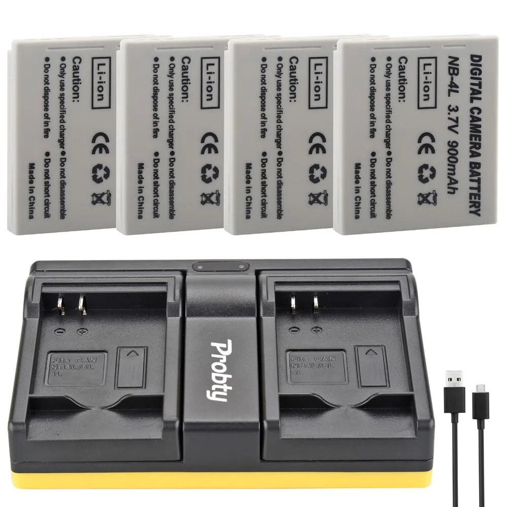 

NB-4L Battery + Charger for CANON PowerShot ELPH 300 HS IXUS 220 SD200 SD300 SD400 SD430 WIRELESS SD450 SD600 SD630 SD75