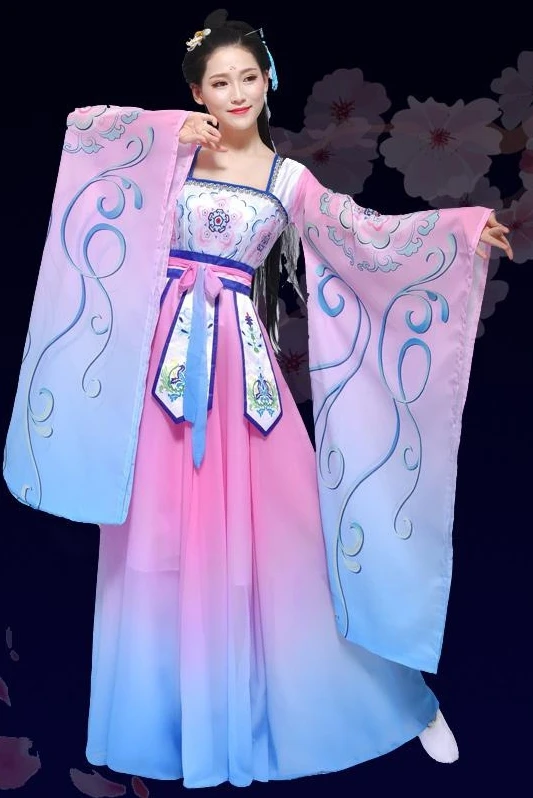 New High Quality 2019 Children's Hanfu Wide Sleeve Flow Fairy Chinese Style Elegant Dance Costume Performance Costumes | Тематическая
