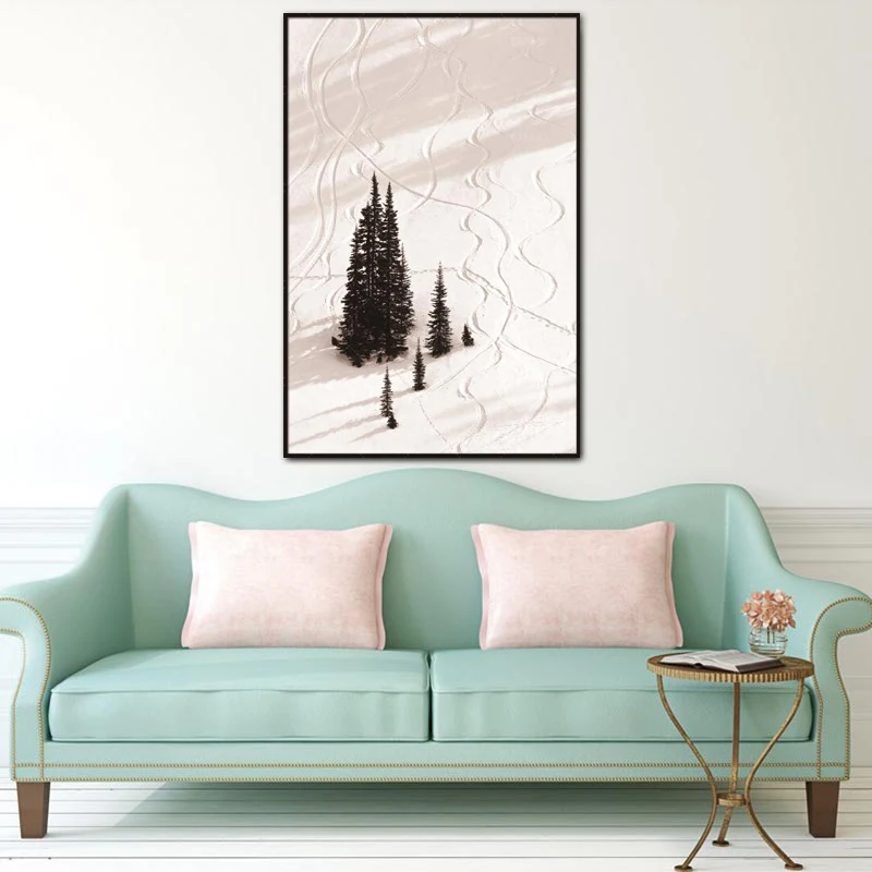 Скандинавская Картина на холсте изображение снежного дерева естественный
