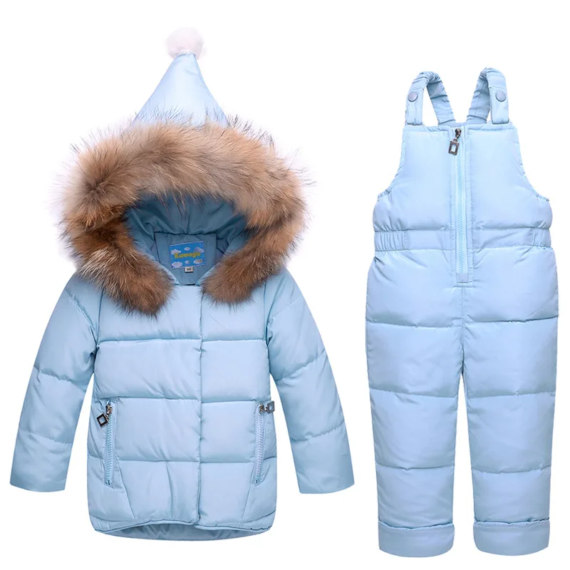 

The Children Down Jacket Suits Baby Infant Girls and Boys Fur Collar Two Set 2018 New Fashion Wear Down Jacket