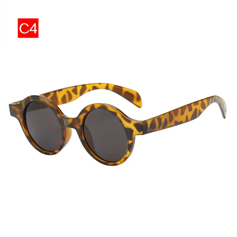 C4 Leopard Калейдоскоп очки ретро маленькие круглые очки Для женщин Для мужчин модные Винтаж Марка солнцезащитные очки черный Белый Цвет Леопард Красный UV400 - Цвет линз: C4 Leopard