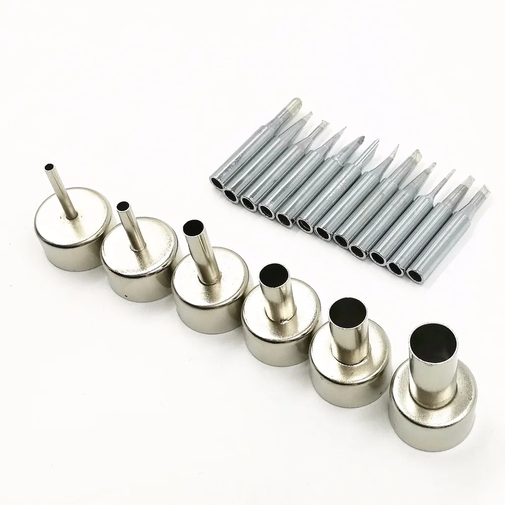 

858 hot air gun nozzle 6pcs +12 pcs 900M series iron tips Hot air gun soldering station accessories