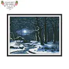 Набор для вышивки крестиком Joy Sunday FA012, Зимняя ночь, 14 карат, 11 карат