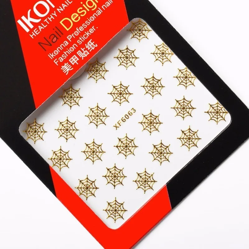 Ikonna XF6062 Hollow Panda Cake Candy heart coffee Rabbit Camera Glasses Gold Line Nail Art Stickers | Красота и здоровье