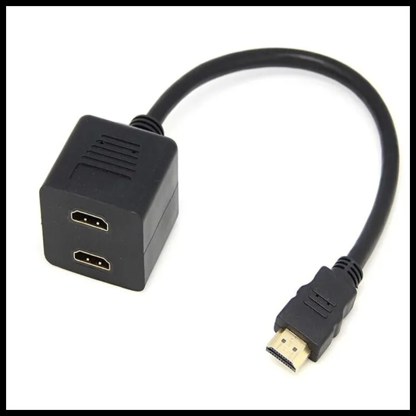 HDMI штекер 2 x гнездо Y образный разветвитель адаптер кабель для плазменного