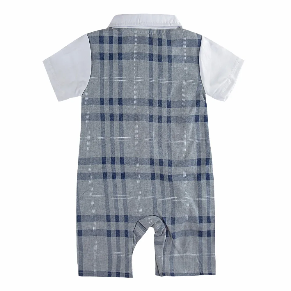 Baby Boy Gentleman Romper Formal Suit Wedding Baptism Clothes Toddler Lapel Vest Short Sleeve Jumpsuit Infant One-piece |