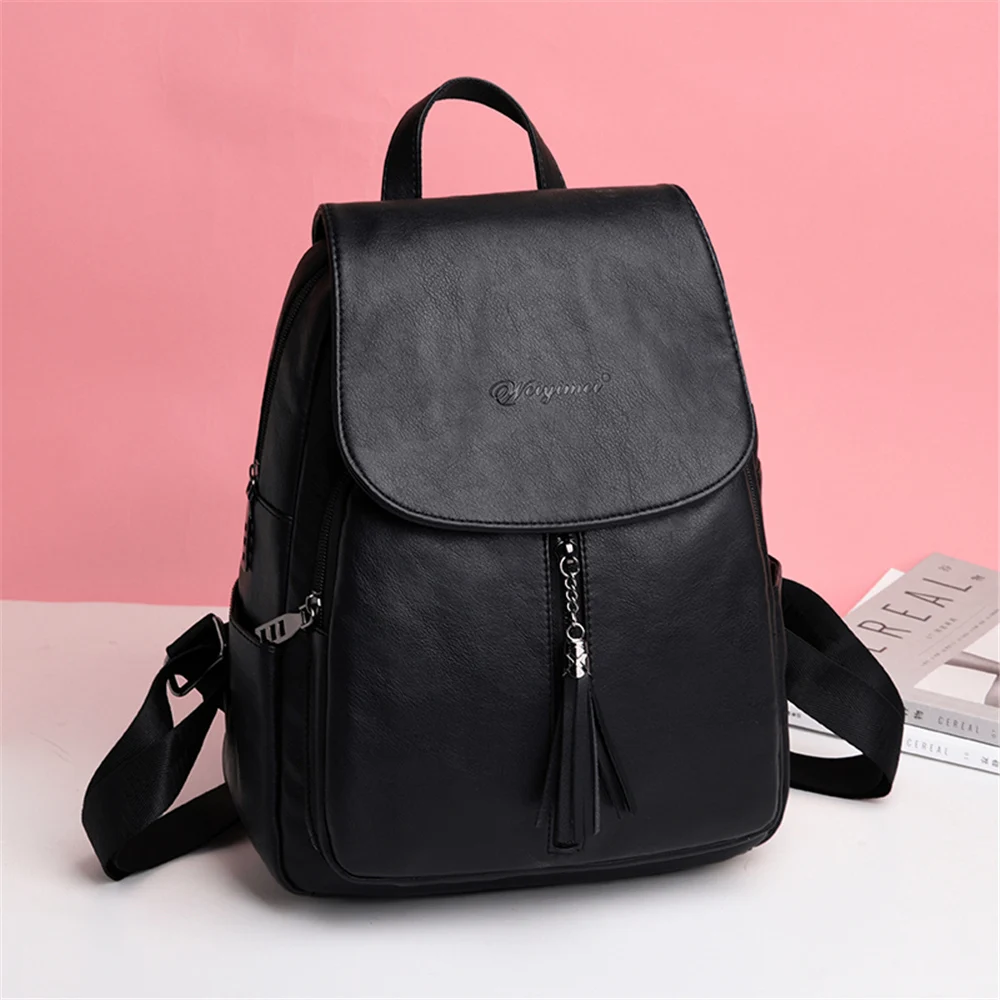 Sac A Dos Femme, женский рюкзак из искусственной кожи высокого качества, модные школьные сумки для девочек-подростков, повседневный женский черный рюкзак для путешествий