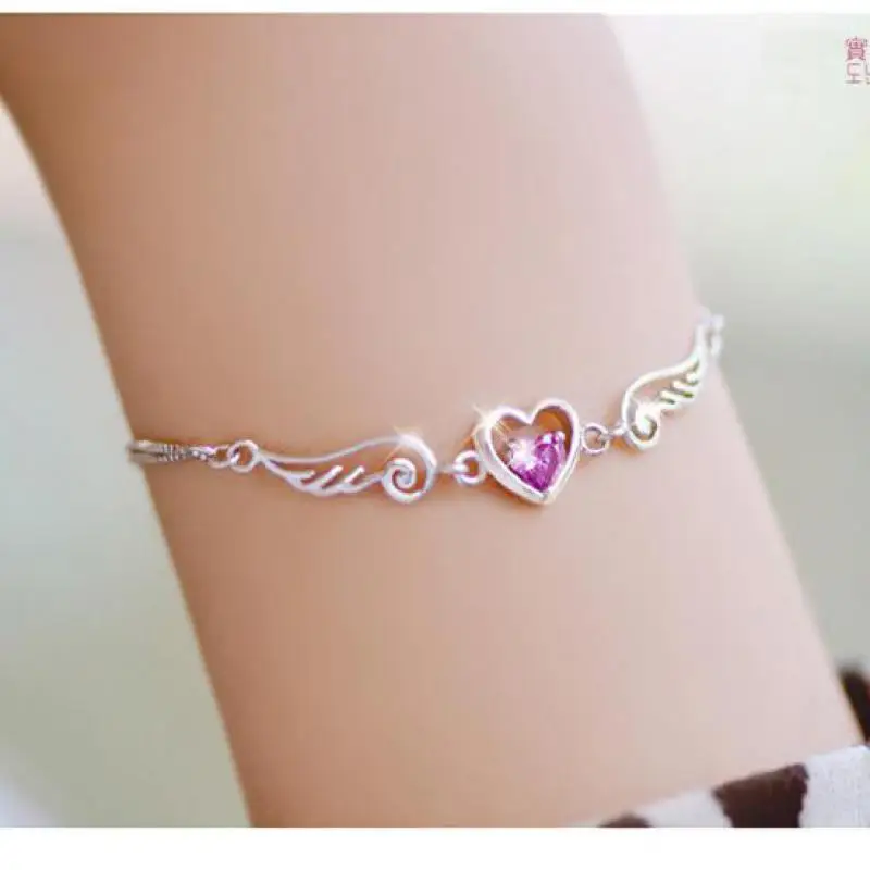 

Подвески Крылья Ангела браслет сердечко серебряного цвета браслеты для женщин циркониевые браслеты и браслеты ювелирные изделия