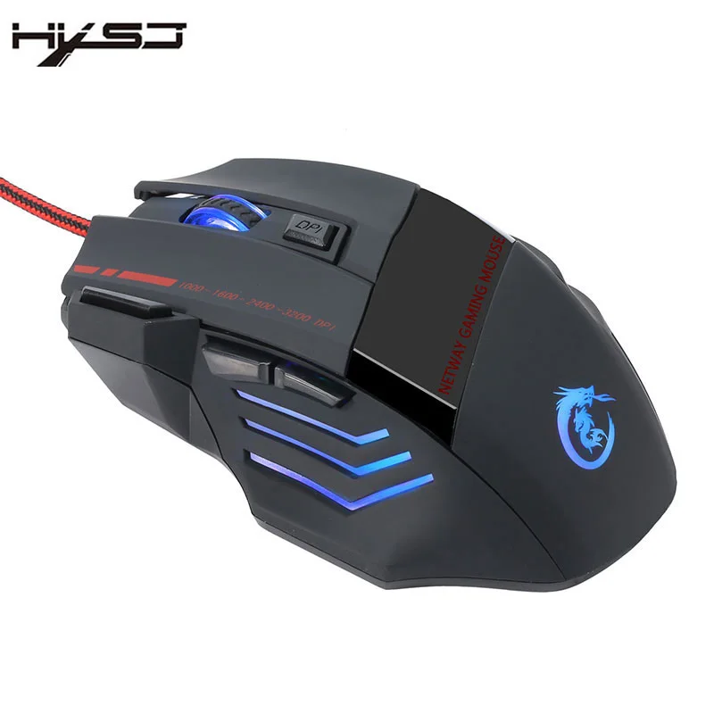 HXSJ Gaming Mouse Регулируемые 3200 ТОЧЕК/ДЮЙМ 7 Кнопок Оптический USB Мышки Gamer Красочные