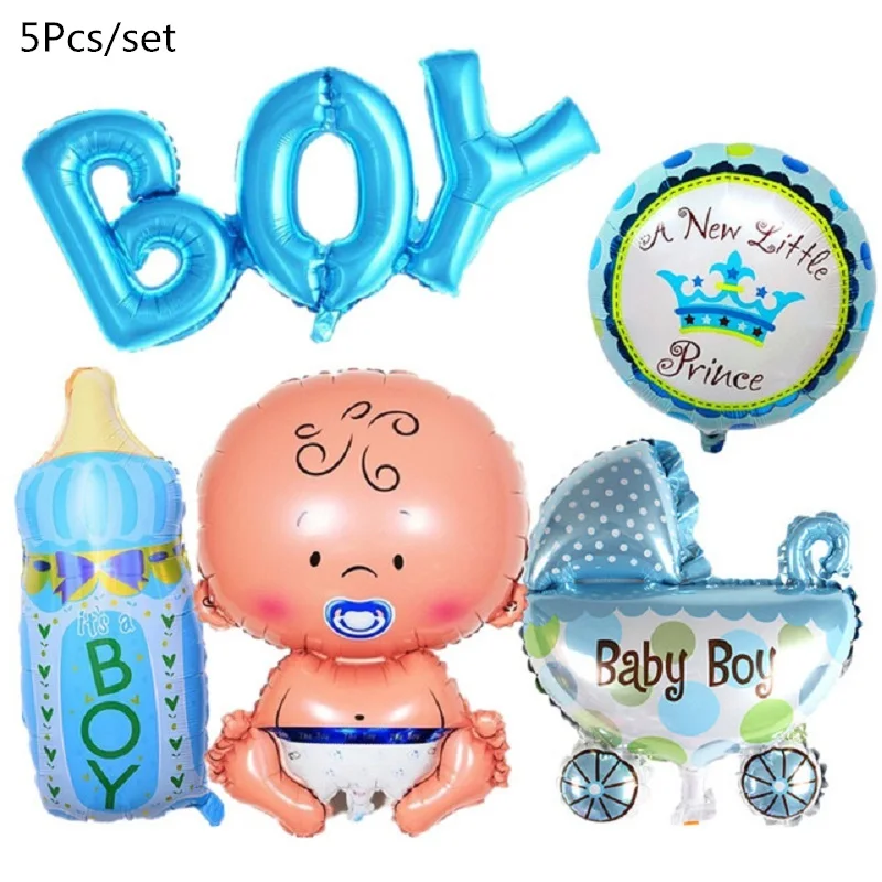 5pcs boy set 1 комплект детского дня рождения для маленьких мальчиков и девочек Фольга шар его Для мальчиков и девочек детские праздничные шары Детские 1st День рождения украшения поставки - Цвет: 5pcs boy set