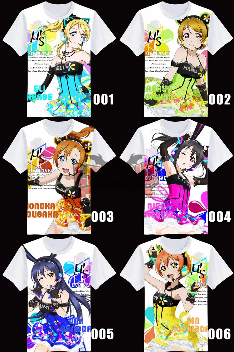 Люблю жить! Косплей lovelive рубашка nico hanayo miki umi kotori nozomi rin eli honoka Футболка с принтом