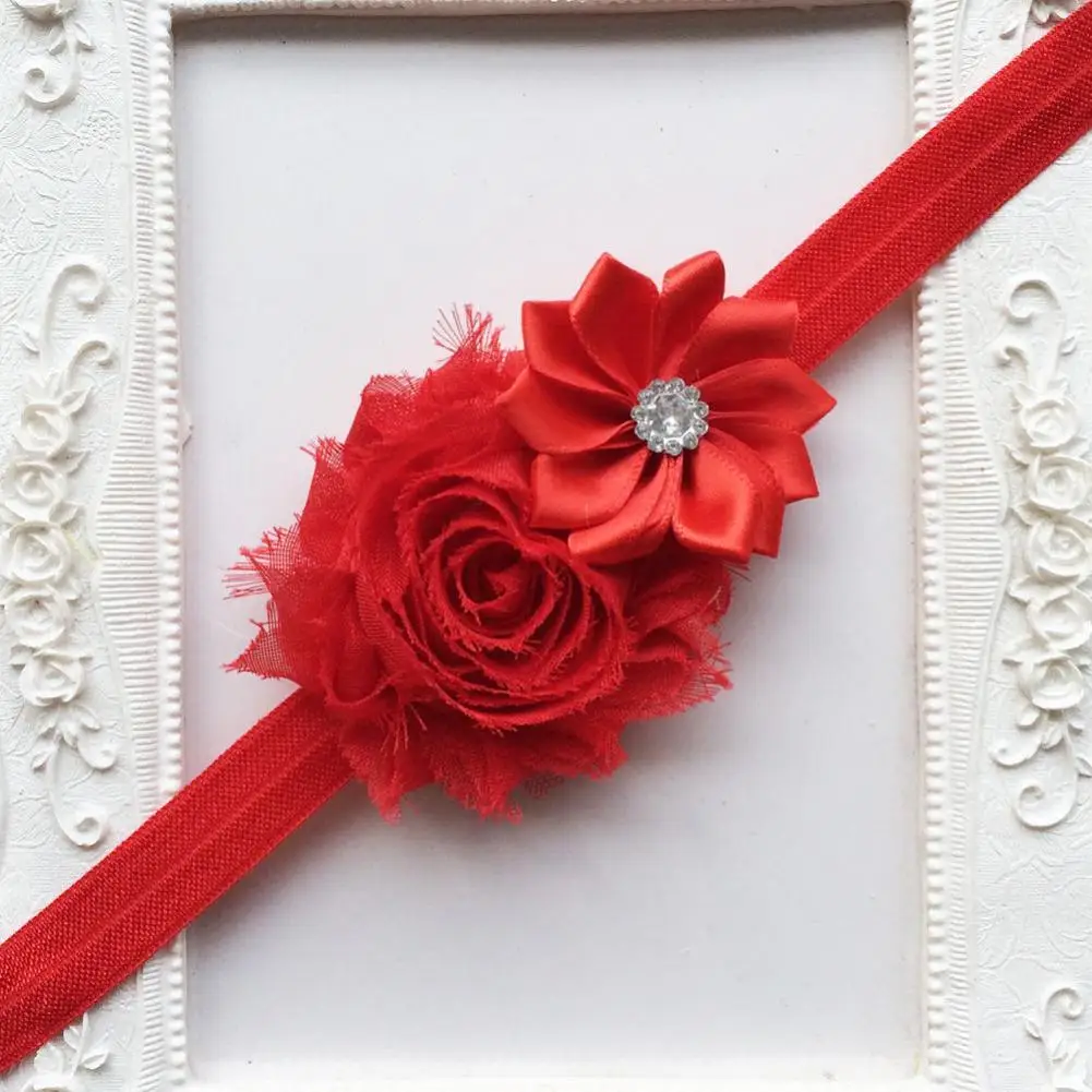 10PC Lots Baby newborn infant headbands thin elastic rhinestone Headband fabric flowers for children hair access | Детская одежда и