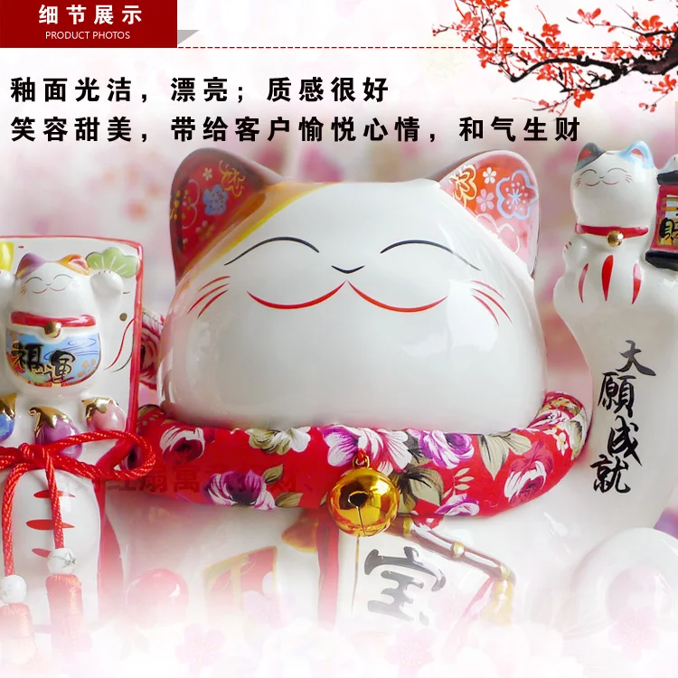 Черный Maneki Neko керамический счастливый кот с лютней домашний декор украшения креативные деловые подарки удача Кот Копилка фэншуй ремесло