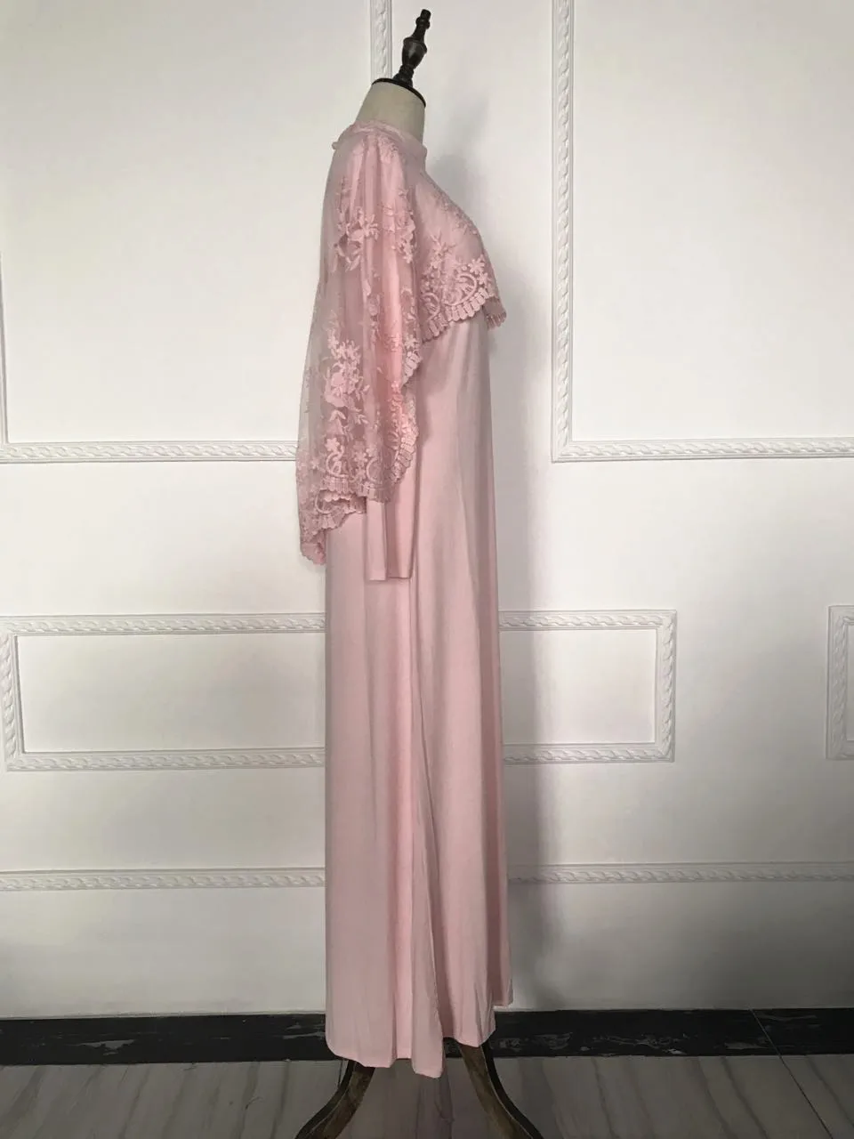 Имитация двух частей мусульманское платье Женская Арабская абайя с шалью модное