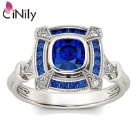 cinily created enamel blue stone zirconia silver plated wholesale for women jewelry birthday party gift ring size 6 9 nj51