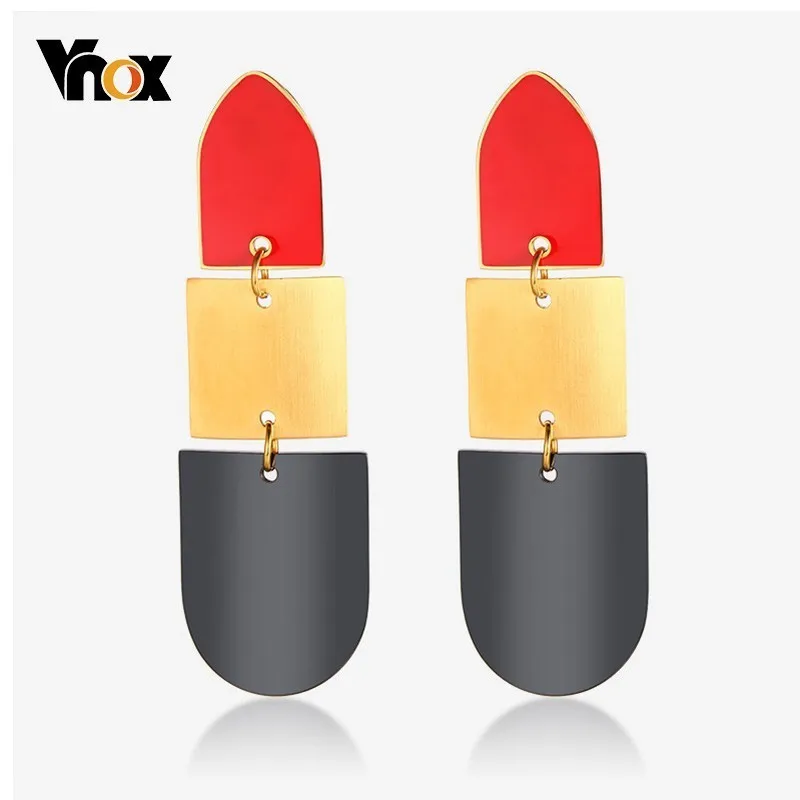 Vnox Funky Женские Висячие серьги в форме губной помады длинные для женщин девушек