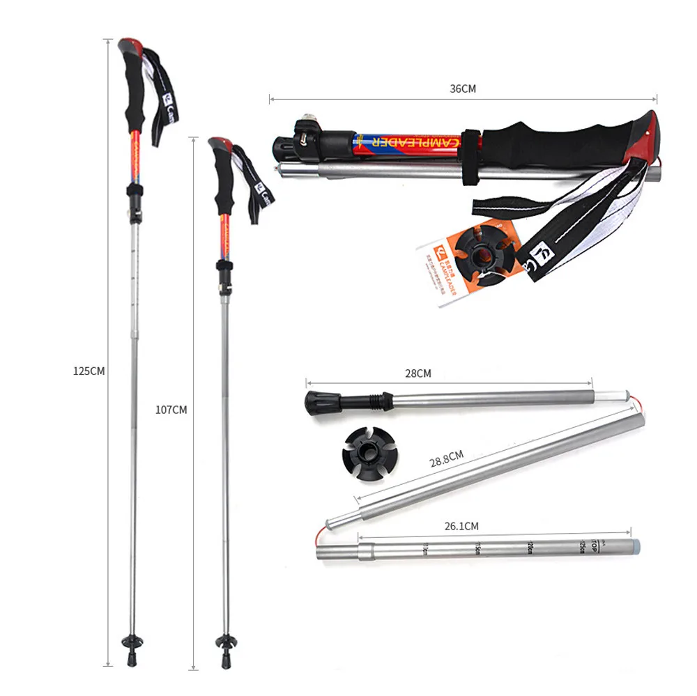 Trekking Walking Stick Hiking Trail Ultralight 5-section Adjustable Canes Aluminum Alloy Folding Cane Sticks new A3079 | Спорт и
