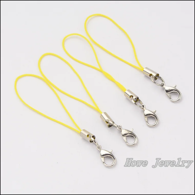 

100 Pcs Per Lot yellow color Cell Phone Lanyard Cords Strap Lariat Mobile Lobster Clasp 65mm/2.56''