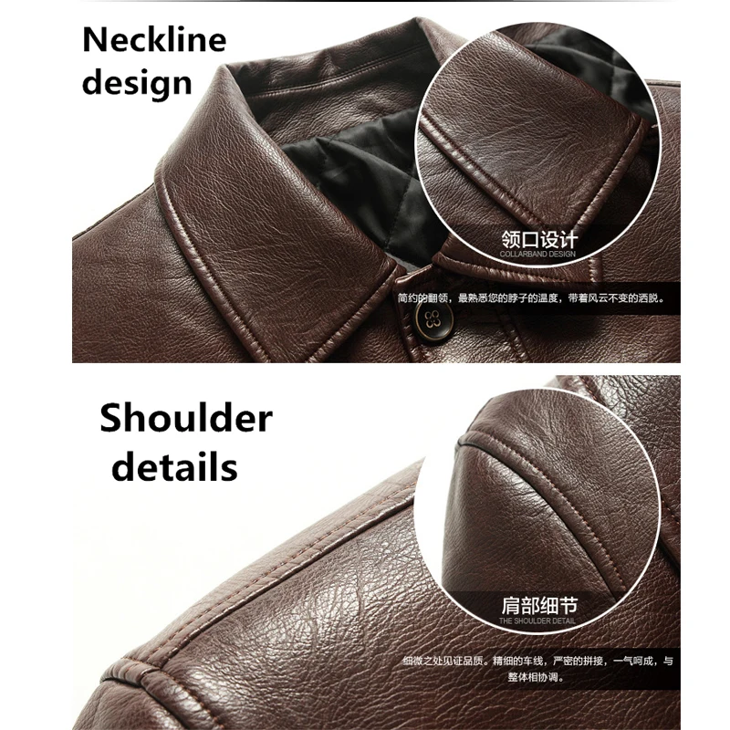 Высокое качество Толстые зимние кожаные куртки Для мужчин S Кожаные и Пальто для