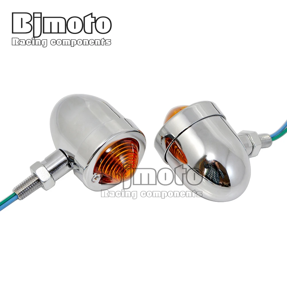 

1 Pair Motorcycle Chrome Bullet Turn Signals Indicator Light For Harley Kawasaki Honda Suzuki Yamaha Cruiser Chopper Cafe Racer