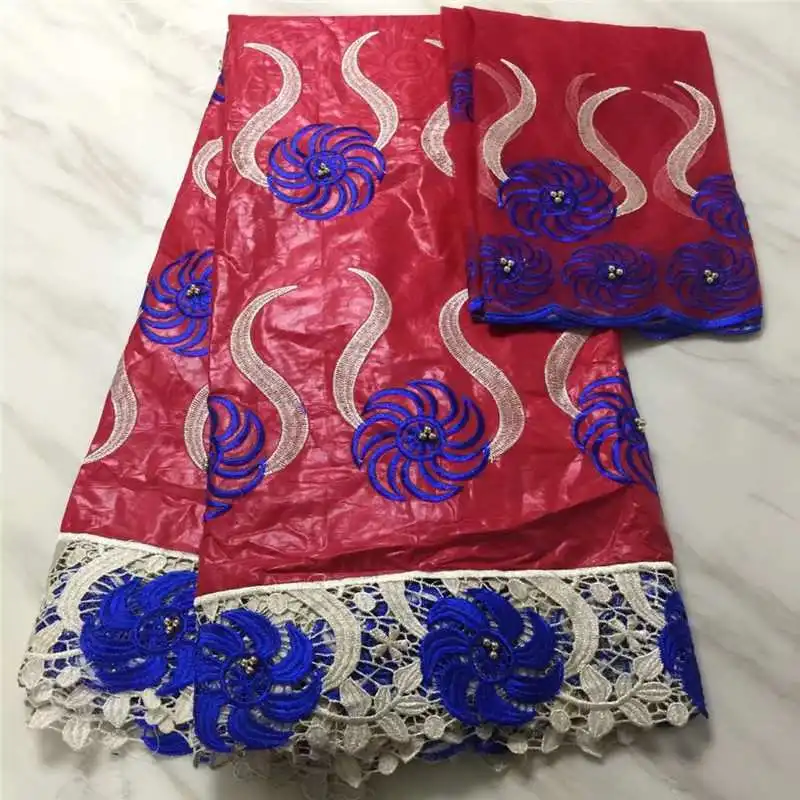 

new arrival high quality lady 2yards net lace macthing 5 yards bazin lace fabric african for women french party wedding dress