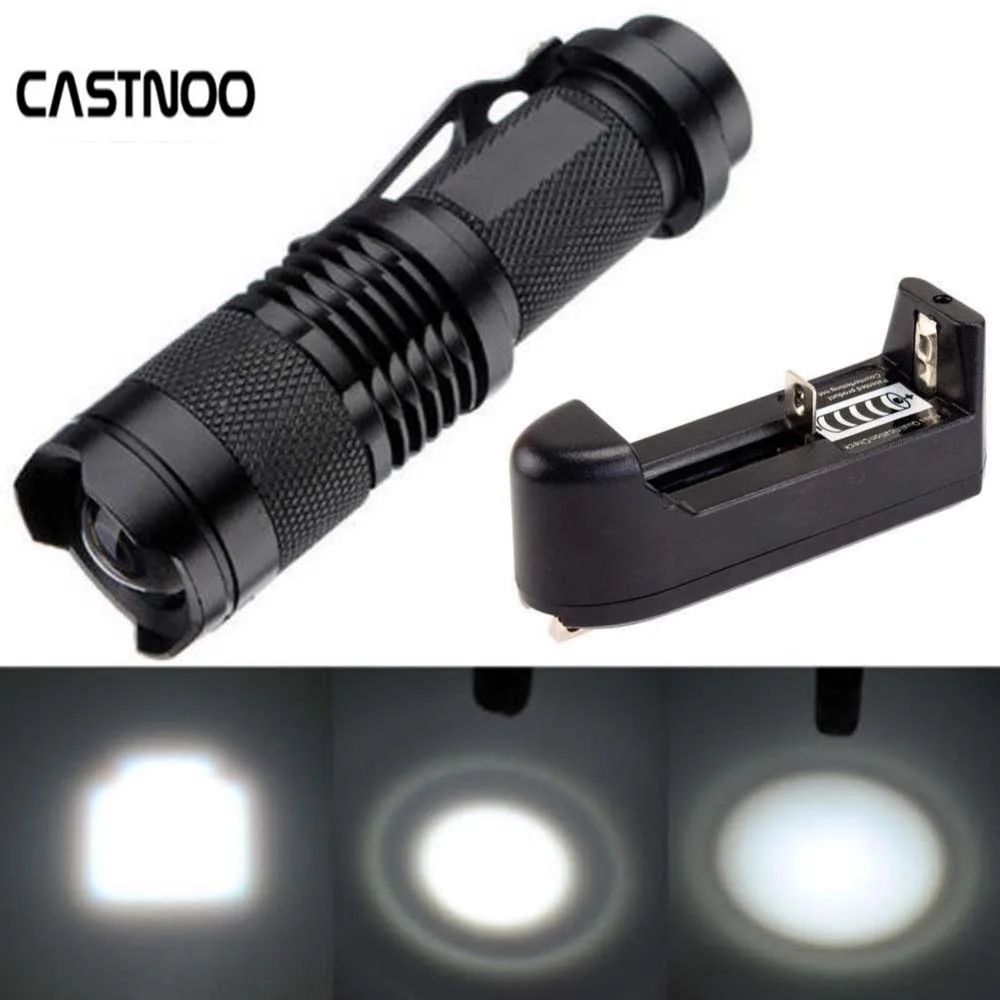 CASTNOO Q5 светодиодный фонарик для 14500 AA аккумулятор 1200LM с универсальным зарядным